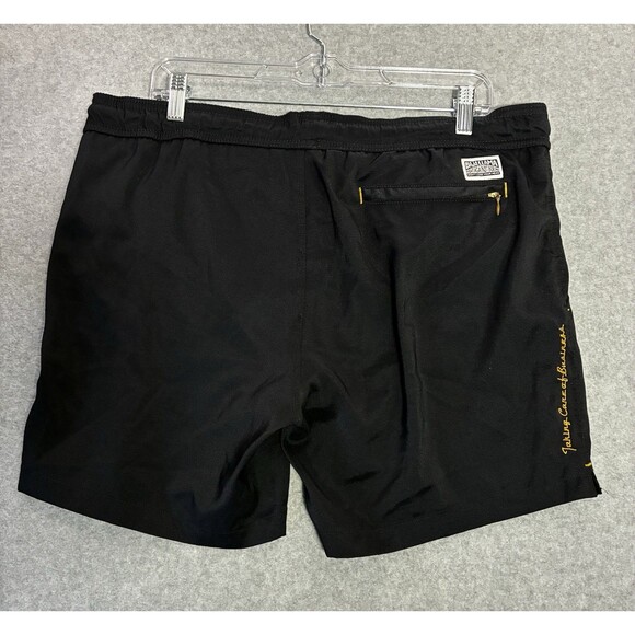 Baja Llama Men’s Swim Trunks Size Medium Black Yellow Trim Quick Dry - Picture 7 of 10